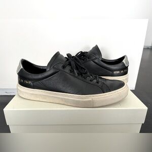 Woman by Common Projects Original Low Achilles Black Leather Sneakers 38 / 8